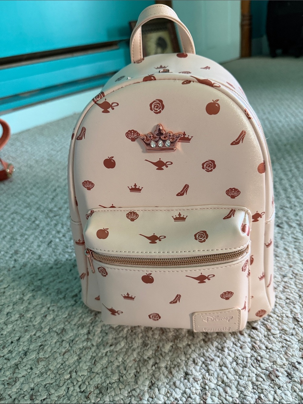 Loungefly Princess Pink Icon Backpack with Rose Gold Motifs